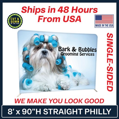 8' x 90" H Straight Single Sided Philly Fabric Display Kit - Made in the USA
