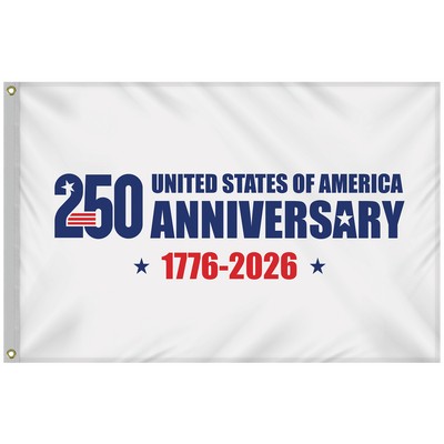 4' x 6' Single Reverse White America 250 Anniversary Flag