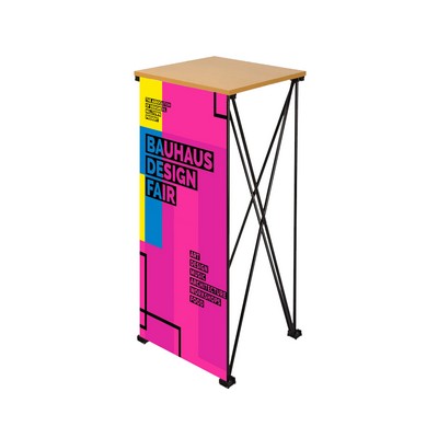 Straight Portable Podium Kit - Shiny Polyester Banner + Hardware