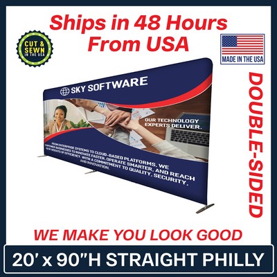 20' x 90" H Straight Double Sided Philly Fabric Display Kit - Made in the USA