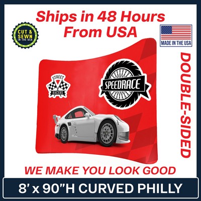 8' x 90" H Curved Double Sided Philly Fabric Display Kit - Made in the USA