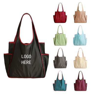 Large-Capacity Two-Tone Folding Tote Bag