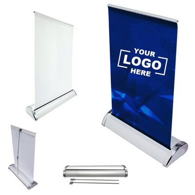 Mini Tabletop Retractable Banner Stand with Printed Graphic
